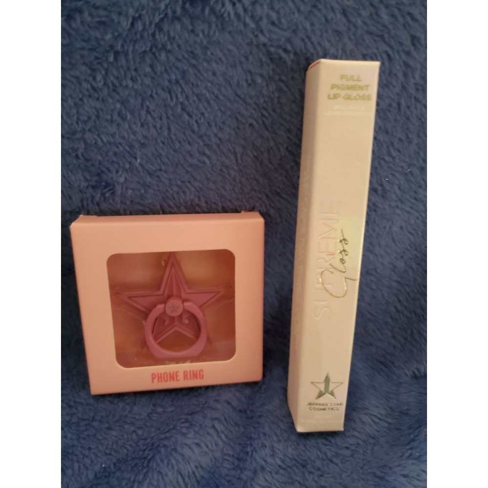 Just Jeffree Star Supreme Gloss Cosmetics and Star Phone Ring Pink Bundle